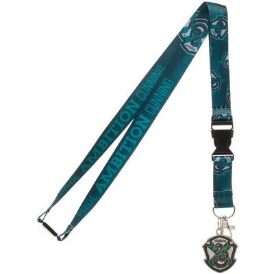 Harry Potter Slytherin Tie Inspired Sublimation Print Metal Charm & Id Holder Lanyard OSFA