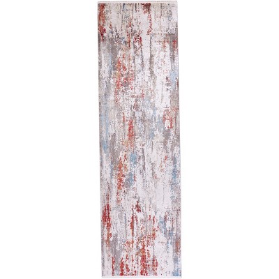 Cadiz Modern Abstract Gray/Red/Blue Area Rug