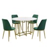 GDFStudio Oscar 5 Piece Modern Ergonomic Iron and Linen Upholstered Dining Set with 47.2" Foldable Faux Marble Table - 2 of 4