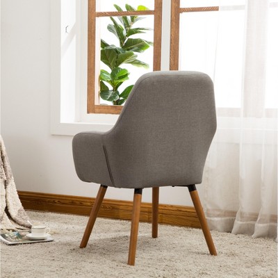 Gray Barrel Accent Chair with Wood Legs