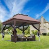 BestMassage 10.5FT Outdoor Pop-Up Gazebo with Mosquito Netting and Double Roof, Brown - 2 of 4
