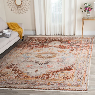 Vintage Persian Cream and Multicolor Synthetic Area Rug