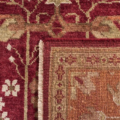 Elegant Oushak Hand-Knotted Red Wool Area Rug, 6' x 9'
