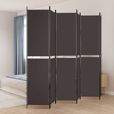 vidaXL 6-Panel Room Divider - Versatile, Breathable, and Durable 100% Polyester Fabric - Foldable Design with 2.4" Middle 2 Bars Distance - Brown