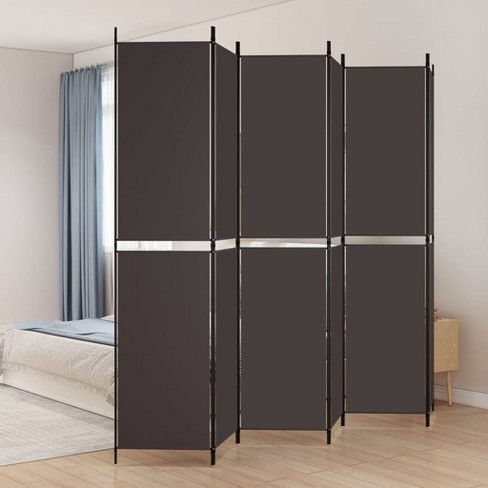 vidaXL 6-Panel Room Divider - Versatile, Breathable, and Durable 100% Polyester Fabric - Foldable Design with 2.4" Middle 2 Bars Distance - Brown - image 1 of 4