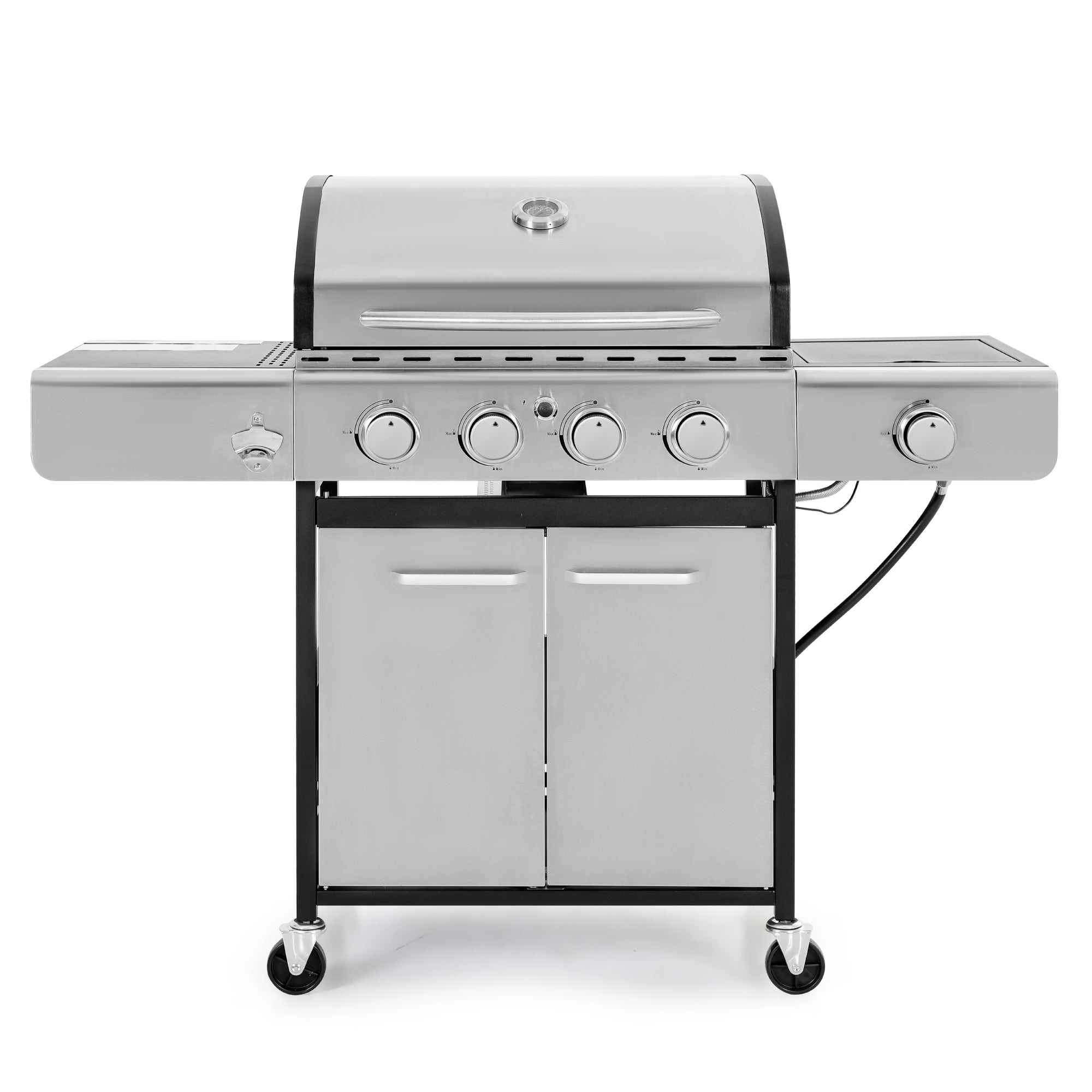 Garden GROTTO 4-Burner Propane BBQ Grill with Side Burner &Porcelain-Enameled Grates - 42,000 BTU