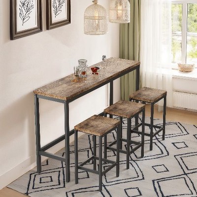 NicBex Rectangle 4-Piece Dining Set –Long Table with 3 Bar Stools, Modern Kitchen Table Set for Breakfast Nooks, or Small Dining Spaces