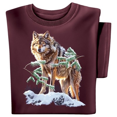 Collections Etc Wolf on Snowy Ridge Short Sleeve Graphic Tee