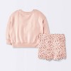 Baby Girls' 2pc Cat Applique Sweatshirt & Bike Shorts Set - Cloud Island™ Pink - 2 of 4