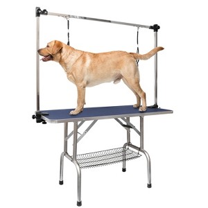 46" Dog Grooming Table,Foldable Home Pet Bathing Station with Adjustable Height Arm/Noose/Mesh Tray - 1 of 4