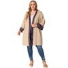 Agnes Orinda Women's Plus Size Contrast Placket Sleeves Knit Open Front Cardigans - 3 of 4