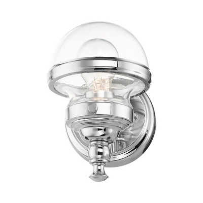 Polished Chrome 1-Light Vanity Sconce with Clear Glass