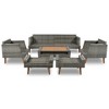 Merax 6-Piece All-Weather PE Wicker Patio Sofa Set with Wood Legs, Cushions & Coffee Table - 4 of 4