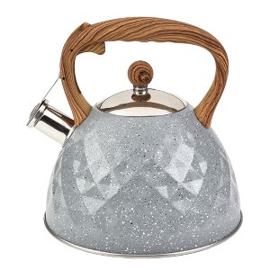 SharpChef Whistling Stovetop Tea Kettle,Food Grade Stainless Steel, Cool Touch Wood Look Handle, Fast Boil, for Gas, Electric, and Glass Ranges - 3L - 1 of 4