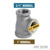 Pipe Decor 1 in. x 3/4 in. x 3/4 in. Black Reducing Tee - 2 of 4