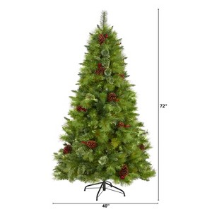 6ft. Mixed Pine Artificial Christmas Tree with Pine Cones, Berries & 814 Branches – Charming Holiday X-Mas Tree - 1 of 4