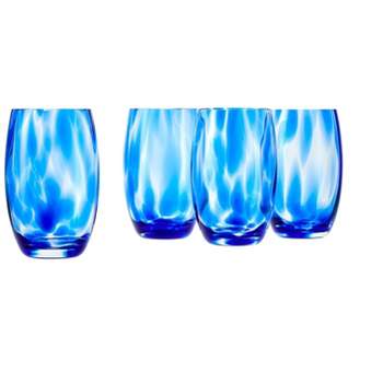 Blue Rose Polish Pottery Hand blown Water Glass Set