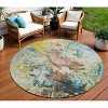 Ivory Blue And Yellow Abstract Washable Indoor Outdoor Area Rug - 2 of 4