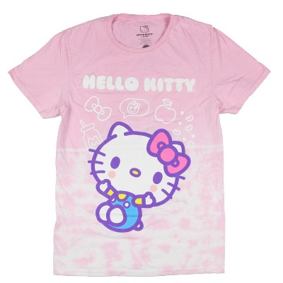 Sanrio Hello Kitty Women's Chibi Puff Print Tie-Dye Boyfriend Fit T-Shirt
