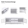 TROPOW Mid-Century Modern TV Stand for 60 inch TV with Multi-Functional Storage Space Media Console for Living Room Bedroom and Office WHITE - 3 of 4