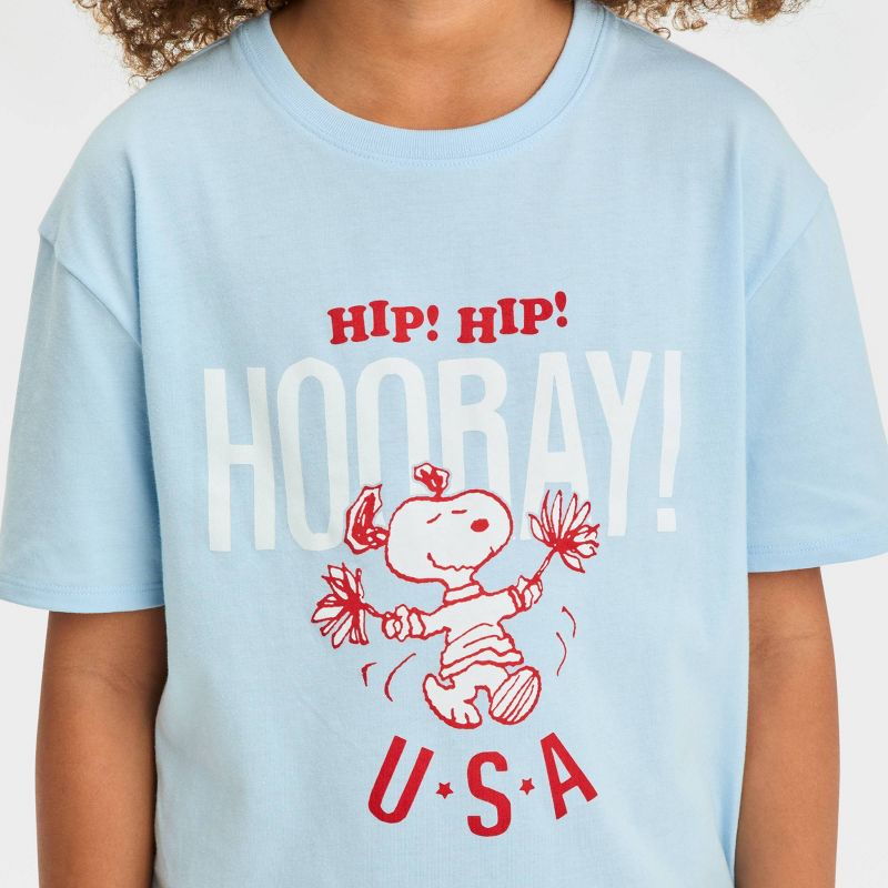 Girls' Short Sleeve Oversized Americana Snoopy Graphic T-Shirt - art class™ Light Blue, 3 of 5