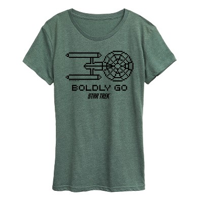 Women's - Star Trek - Boldly Go Pixelated Ship Short Sleeve Graphic T-Shirt