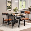 5 Piece Dining Table Set, Wooden Kitchen Table Set with 4 PU Upholstered Chair, Industrial Metal Frame Dinette Set for Dining Room - 2 of 4
