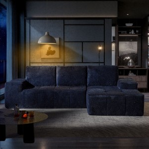 XIZZI Modular Left/Right Chaise Sectional Sofa, Quick-Ship Synthetic Leather or 4 Shimmer Fabric | Zero Assembly | High Density Foam & Pocket Springs - 1 of 4