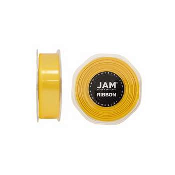 JAM Paper Double Faced Satin Ribbon 7/8 inch Wide x 25 Yards Yellow Sold Individually (807SAye25)
