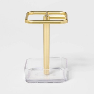 Plastic Square Toothbrush Holder Gold/Clear - Room Essentials , Gold Clear