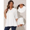 INSPIRE CHIC Women's Casual Babydoll Half Sleeve Turndown Collar Ruffle Hem Button Down Blouse - 2 of 4