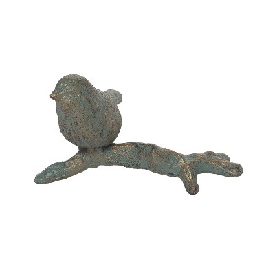 Transpac Metal 4.72 in. Green Everyday Bird on Branch Figurine