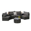 7-Piece Outdoor Patio Half-Moon Sectional Sofa Set with Tempered Glass Coffee Table - 2 of 4