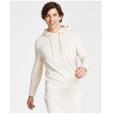 Armani Mens Big Logo Graphic Hoodie Sweatshirt, Beige, Large