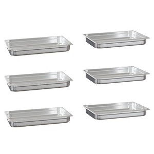 6-Piece Stainless Steel Hotel Pan Set – Commercial Grade Buffet & Food Storage Pans for Catering & Restaurant Use - 1 of 4