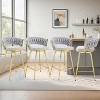 beige 4-pack swivel bar stools with breathable cotton-linen cushions and rust-proof electroplated metal frames. - 2 of 4