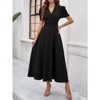 Coolmee Women's Formal Dress Summer Elegant Dresses A Line Casual V Neck Dress Short Sleeve Vacation Cocktail Dress - 4 of 4
