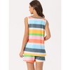 cheibear Women's Rainbow Stripe Tank Tops with Shorts Pajama Sets with Pockets - image 3 of 4