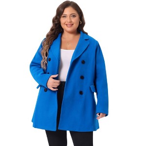 Agnes Orinda Women's Plus Size Winter Outfits Notched Lapel Double Breasted Overcoats - 1 of 4