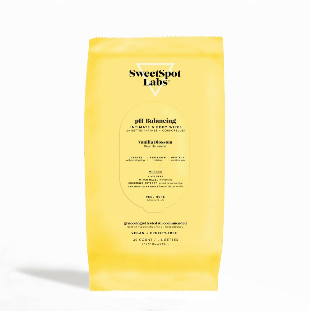 ( Case of 9 pack 30 count )) SweetSpot Labs pH-Balancing Intimate & Body Wipes - Vanilla Blossom - 30ct