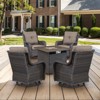 POCASSY Patio Furniture Set with 30" Propane Fire Pit Table, Patio Swivel Rocking Glider Chairs Set of 4 with PE Wicker and Square Firepit Table - 2 of 4