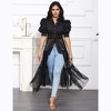 Whizmax Women's Casual Mesh See Through Shirts Long Dresses with Belt V Neck Button Down Club Party Outfit - image 2 of 4