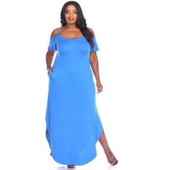 Women's Cold Shoulder Lexi Maxi Dress With Pockets Royal Blue X Large ...