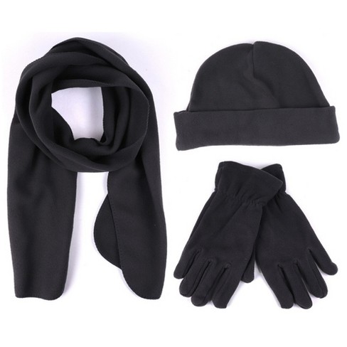 Solid Fleece 3 piece Gloves Scarf Hat Winter Set For Men Target