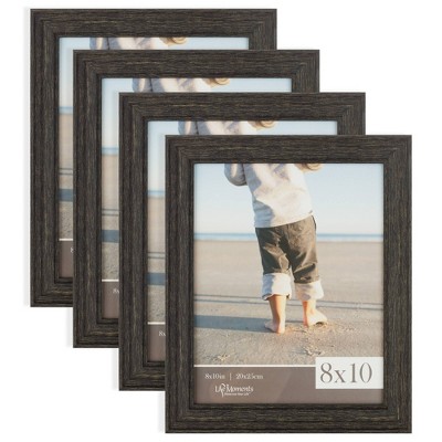 4pc (8" x 10") Rustic Tabletop or Wall Mount Picture Frames Distressed Black - Life Moments