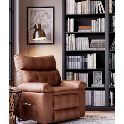 Oversized Recliner Chair for Adults - 360° Swivel Rocker Recliner with PU Leather, Manual Recline Mechanism, for Living Room/Home Theater