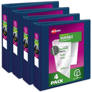 Avery Durable View 3 Ring Binders, 2 Inch Slant Rings, 530-Sheet Capacity, DuraHinge, 2.8 Inch Wide Spine, Customizable Clear Covers and Spine, Dark - 1 of 4
