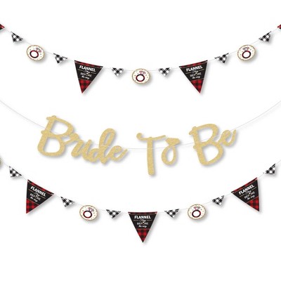 Big Dot of Happiness Flannel Fling Before the Ring - Bachelorette Party Letter Banner Decor 36 Cutouts & No-Mess Real Gold Glitter Bride to Be Letters