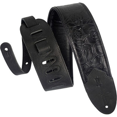 Levy's M4WP 3 inch Wide Embossed Leather Guitar Strap Black