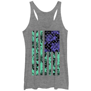 Women's Lost Gods Floral American Flag Racerback Tank Top - 1 of 3